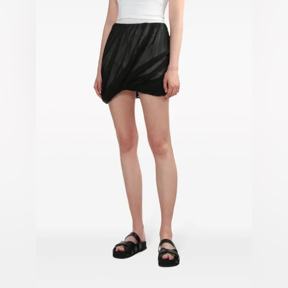 Helmut Lang Bubble Gathered Silk Miniskirt